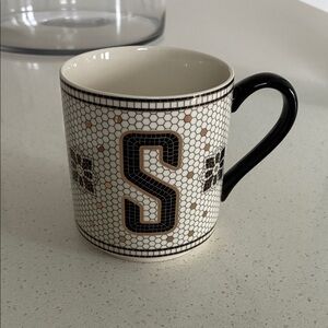 Anthropologie Black and White Monogram Mug